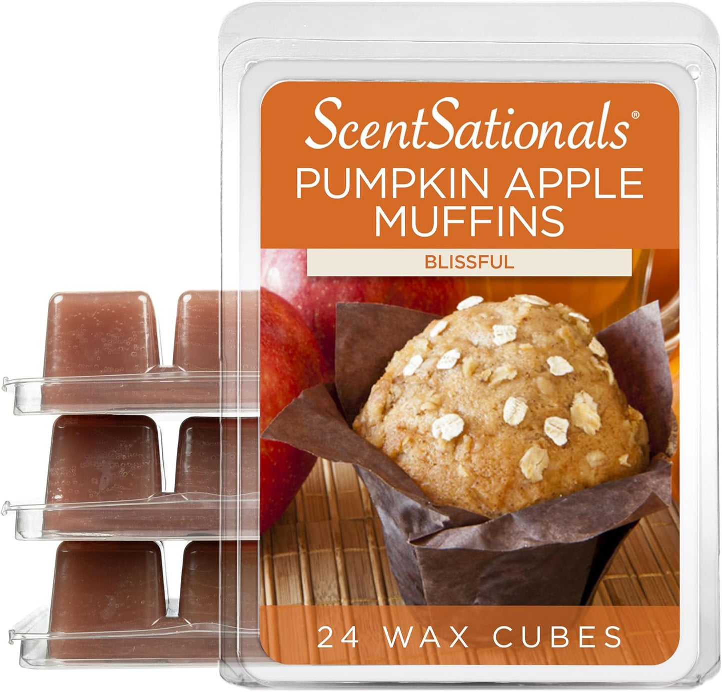 Scentsationals Fall Wax Melts, Wax Cubes Strong Scent - Pumpkin Apple Muffins - Long Lasting Scented Melts for Warmer, 10oz (24-Cubes)