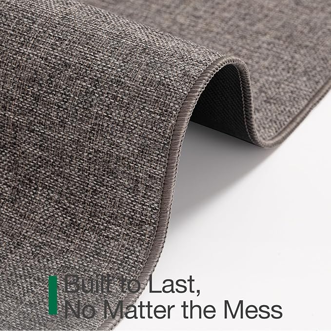 LUMI Ultra Thin Door Mat for Entryway, Low Profile Non Slip Rubber Backing Indoor Doormat, Easy Clean Welcome Entrance Mat for Inside House, Patio,Brown 24"x36"