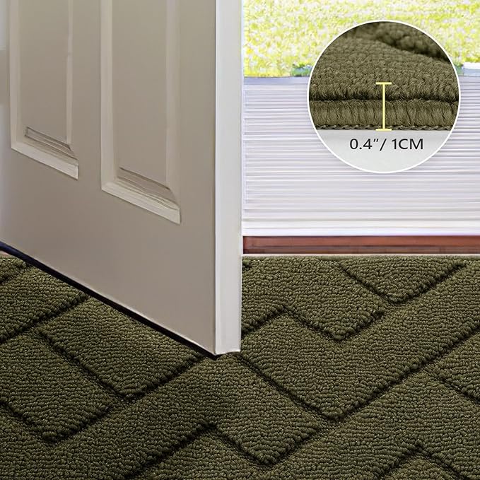 hicorfe Indoor Door Mat,Non Slip Door Mats,32"x48" Front Back Door Mat Rubber Backing,Absorbent Resist Dirt Entrance Inside Floor Mats for Entryway Washable Low-Profile(Oliver Green)