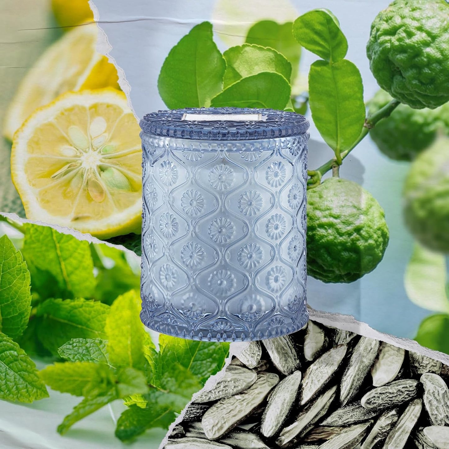 LA JOLIE MUSE Citrus Mint Candle – Yuzu, Mint & Tonka | 6 oz Natural Soy Wax | 40 Hours Clean Burn | Gift-Ready for Hosts | Fresh Citrus Candle | Elegant Home Décor