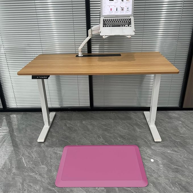 1" Extra Thick Anti Fatigue Floor Mat 60" L x 17" W,Kitchen Mat, Standing Desk Mat,140D Advanced PU Foam Ergonomic Comfort at Home, Office, Garage, Sink (Rose Pink)
