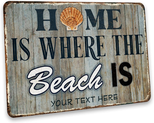 Custom Sign Home is Where The Beach Is Beachhouse Décor Summer Décor Beach Town Personalized Sign Your Text Here 208122002012