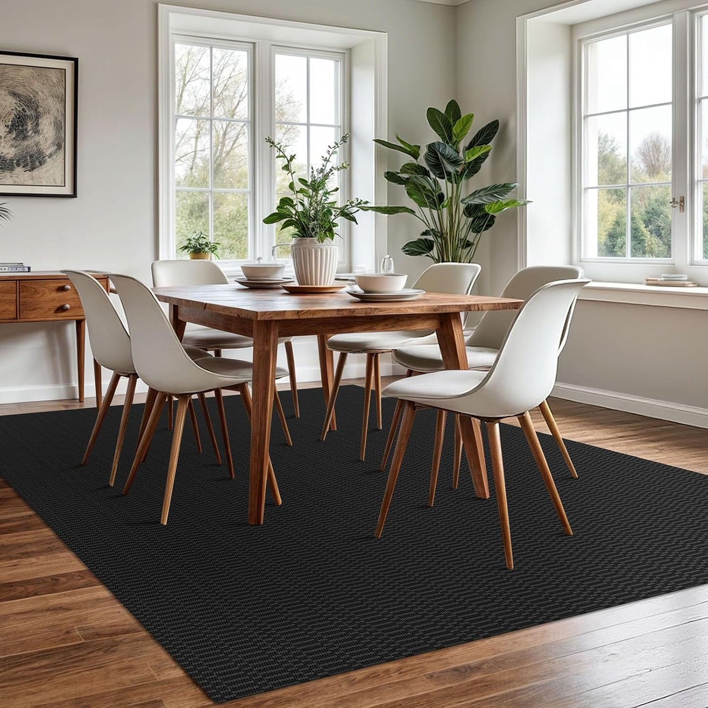 KOZYFLY Washable Area Rug - 6x9 Ft, Braided Cotton, Black/Grey, Ideal for Living Room, Bedroom & Dining Room