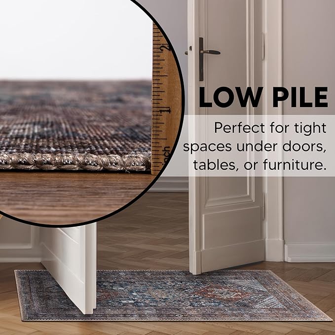 Keen Home Design 2x3 Rug - Machine Washable Entry Rug with Non-Slip Backing, Ideal for Enteryway, Kitchen, Bathroom, Laundry Room - Vintage, Easy Clean, Durable, Low Pile - (2' x 3')