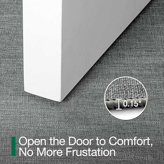 LUMI Ultra Thin Door Mat for Entryway,36"x59" Low Profile Non Slip Rubber Backing Indoor Doormat, Easy Clean Welcome Entrance Mat for Inside House, Patio, Greenish Grey