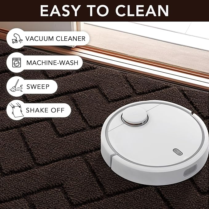 hicorfe Indoor Doormat,Front Back Door Mat Rubber Backing Non Slip Door Mats 47"x71" Absorbent Resist Dirt Entrance Doormat Inside Floor Mats for Entryway Washable Low-Profile(Coffee)