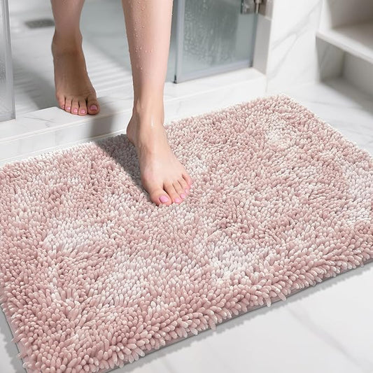 Yimobra Large Bathroom Rug Non Slip 36x24 Inch, Extra Thick Soft Absorbent Chenille Bath Mat, Machine Washable Quick Dry Bath Rugs for Bathroom Floor, Tub and Shower, Home Decor Accessories, Pink