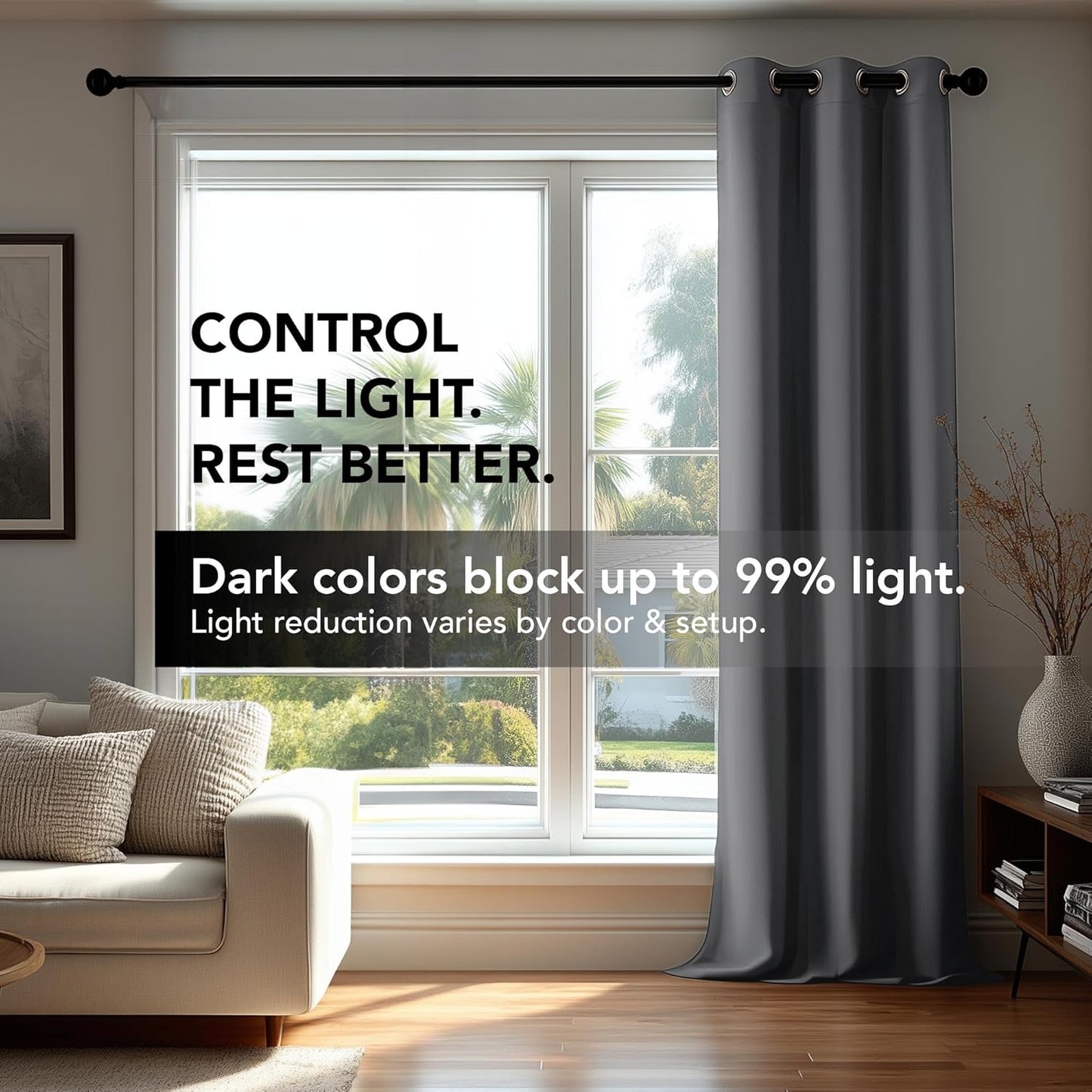 Deconovo Blackout Curtains for Bedroom – Set of 2 42W x 72L Inch Thermal Insulated & Noise Reducing Panels–Home Window Room Darkening Sustainable Grommet Drapes for Living Room and Nursery, Light Grey