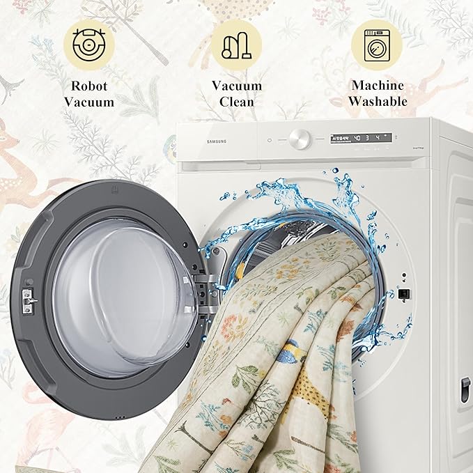 DUKINO 2x10 Rug for Hallway, Washable Kitchen Runner Rug with Non Slip Backing, Soft Low Pile Vintage Animal Runner for Bedroom, Kitchen, Hallway, Entryway, Laundry, White