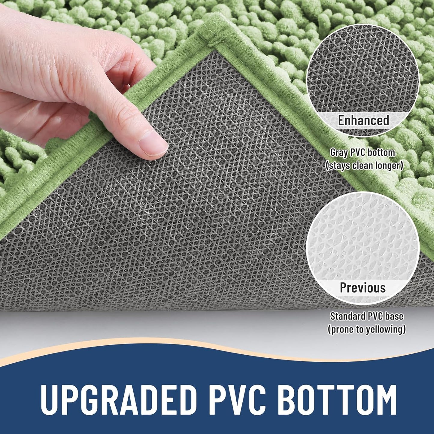 Arotive Luxury Chenille Bathroom Rug Mat, Extra Soft Thick Absorbent Shaggy Bath Rugs, Non-Slip Machine Wash Dry, Plush Bath Mats for Bathroom, Shower and Tub, 34x21, Sage Green