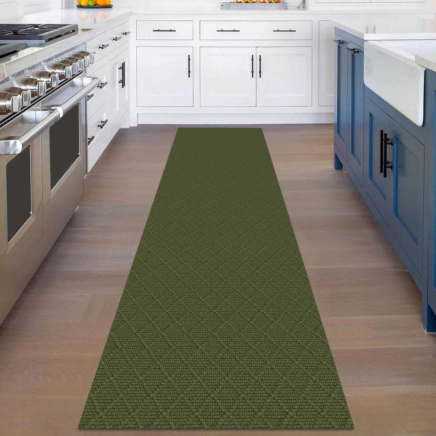 KOZYFLY Runner Rug 2x8 Ft Washable Runners for Hallways Non Slip Rubber Backed Kitchen Runners, Braided Cotton Entryway Runner Indoor, Floor Carpet for Hallway Kitchen Entryway, Dark Green