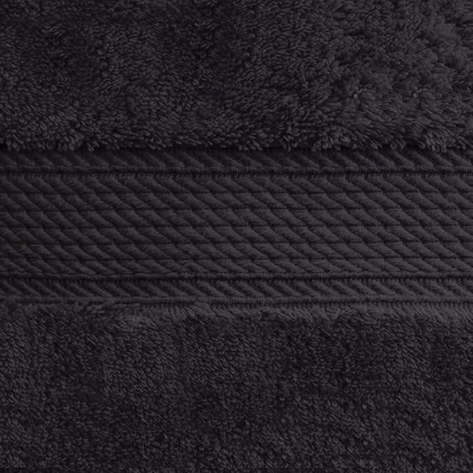 Superior Egyptian Cotton Pile Hand Towel Set of 4, Ultra Soft Luxury Towels, Thick Plush Essentials, Absorbent Heavyweight, Guest Bath, Hotel, Spa, Home Bathroom, Shower Basics, Black