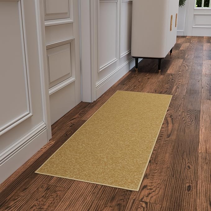 Ottomanson Hallway Runner Rug 2'2" x 6' Non Slip Solid Area Rugs Easy to Clean Laundry Rug Runner Durable & Pet Friendly Floor Carpet Runners for Hallways Entryway Living Room Kitchen, Beige