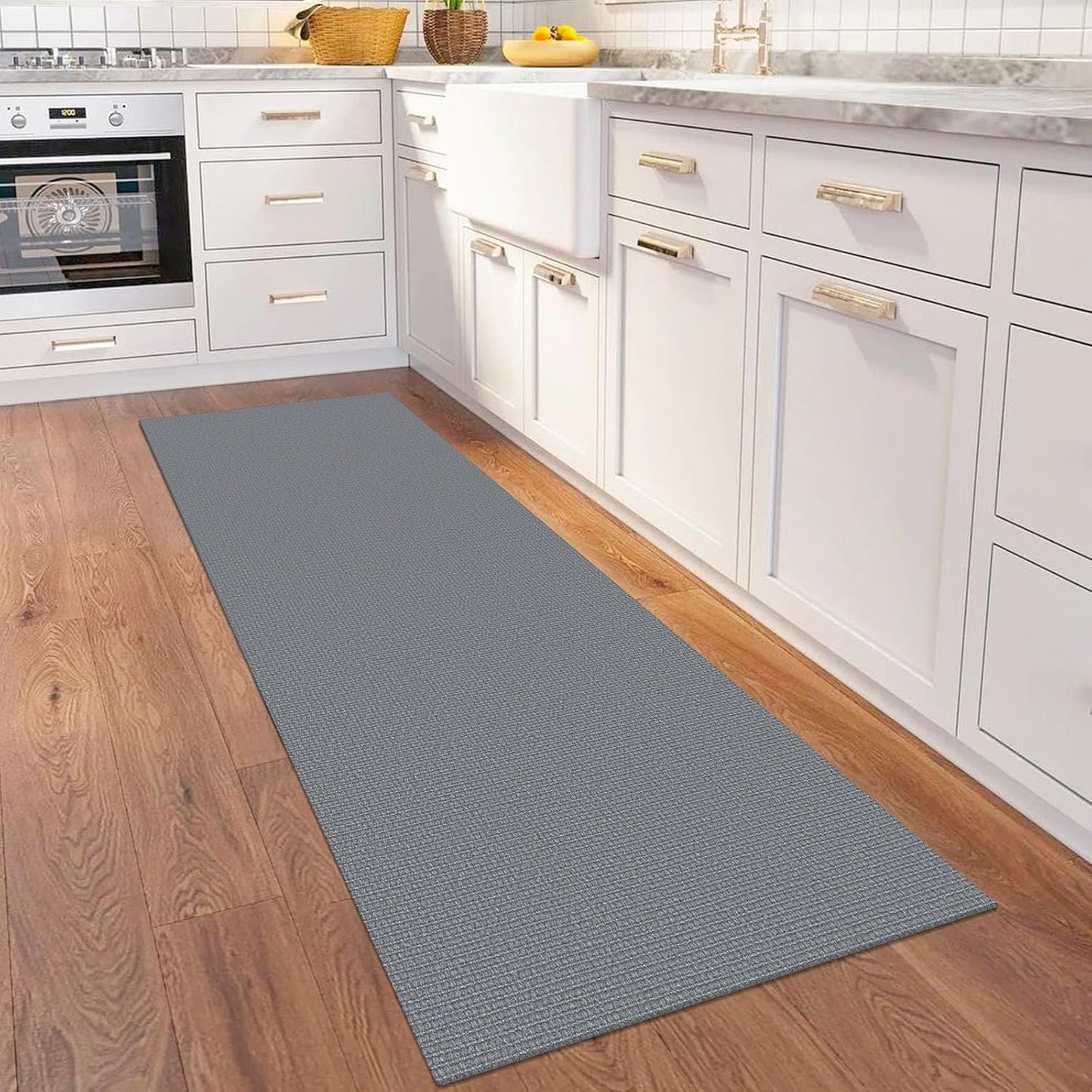 KOZYFLY Washable Runner Rug 2x6 Ft Runners for Hallways Non Slip Kitchen Runner Rugs Braided Cotton Entryway Runner Indoor, Carpet Runners for Hallway Kitchen Entryway Bedroom, Grey