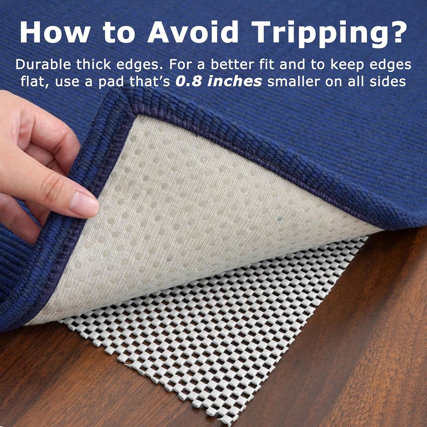 KOZYFLY Washable Entryway Rug 3x5 Ft Area Rugs Cotton Rubber Backed Throw Rugs Indoor Door Mat Kitchen Rugs Braided Floor Carpet for Front Entrance Bathroom Kitchen Living Room, Royal Blue