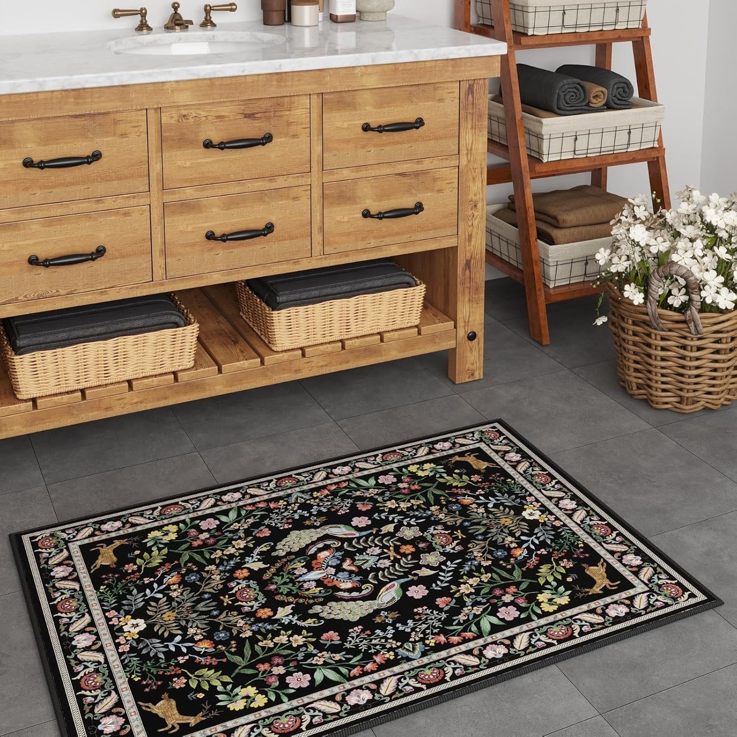 Entryway Rug 2x3 Rug Door Mat Indoor Entrance Washable Rug Small Non-Slip Low Pile Throw Rugs for Entryway, Kitchen, Front Door Indoor Entrance, Entry (Vibrant Black)