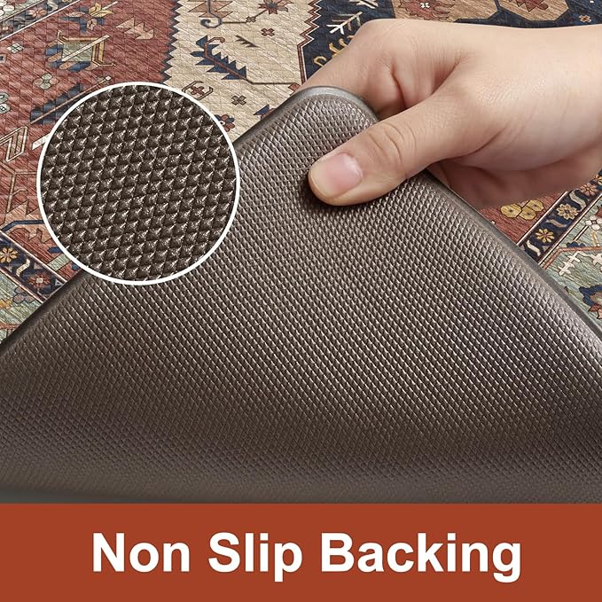 KIMODE Kitchen Runner Rug,17.3" x 59" Anti Fatigue Kitchen Mats for Floor Cushioned,Non-Slip Waterproof Comfort Thick Kitchen Floor Standing Mat for Front Sink,Laundry Room,Vintage Red