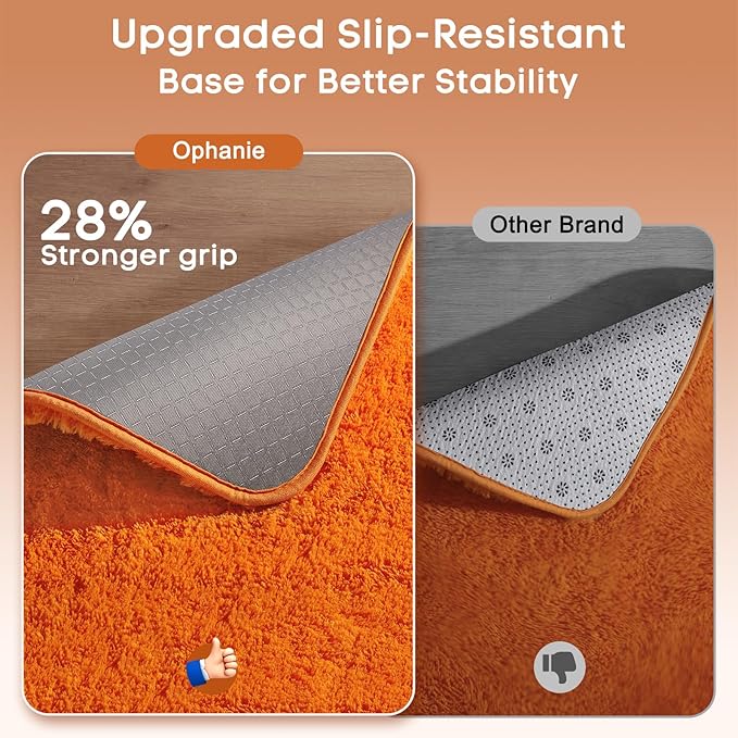 Ophanie Orange Fall Rugs for Bedroom Living Room, Fluffy Fuzzy Furry Carpet, Plush Soft Shaggy Bedside Indoor Floor 4x6 Area Rug for Kids Girls Boys Baby Teen Dorm Nursery Home Decor Aesthetic