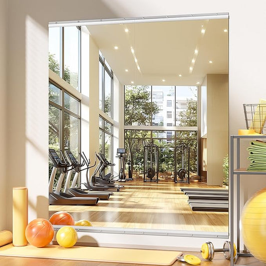 Home Gym Mirror, 71'' x 32'' x 2PCS, Large Full Body Mirror for Yoga, Frameless Tempered Glass, Wall Mounted for Home Gym, Garage, Bedroom, Bathroom