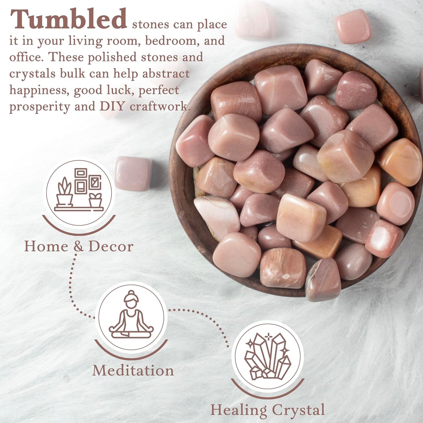 Crocon 1LB Pink agate tumbled stones and Crystals bulk 2000+ Carats natural Crystal Kit for Reiki Healing Crystal Polished, tumble stones, Chakra Balancing, reiki Gift Home Decor Size : 20-25 mm