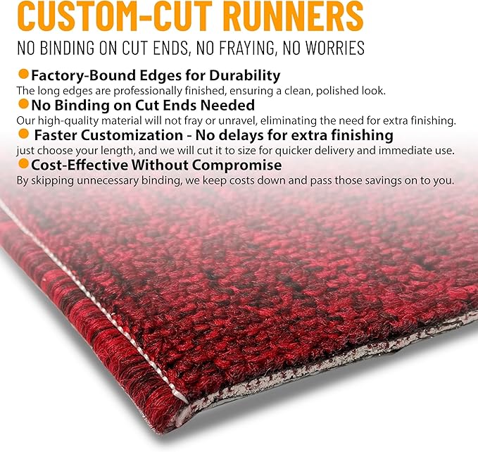 Ottomanson 2'7" x 9' Ultra-Thin Hallway Runner Rug - Durable Non-Slip Carpet for High-Traffic Areas - Fits Under Doors for Seamless Entry - Ideal for Kitchen, Entryway, Bedroom & Living Room, Red