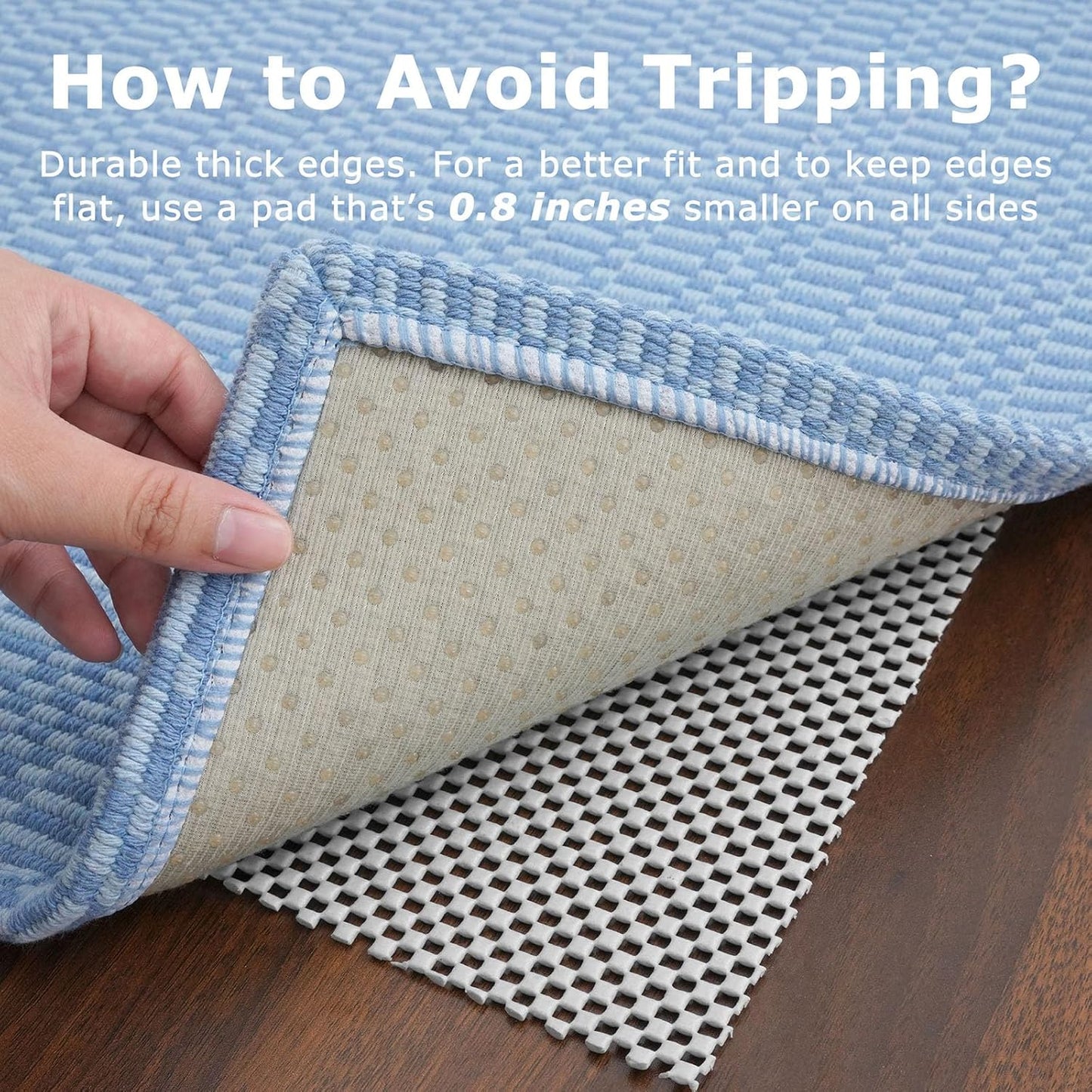 KOZYFLY Washable Area Rug 2x3 Ft Small Entryway Rug Indoor Door Mat Throw Rugs with Rubber Backing, Braided Cotton Floor Carpet for Front Entrance Bathroom Kitchen Foyer, Blue