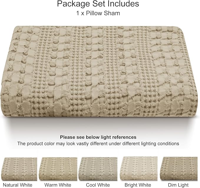 PHF Waffle Weave Body Pillowcase with Zipper, 1 Pack 100% Cotton 20" x 54" Pillow Sham, No Insert, Soft & Breathable Pillow Case, Aesthetic Woven Body Pillow Cover for Bedroom Decor, Khaki