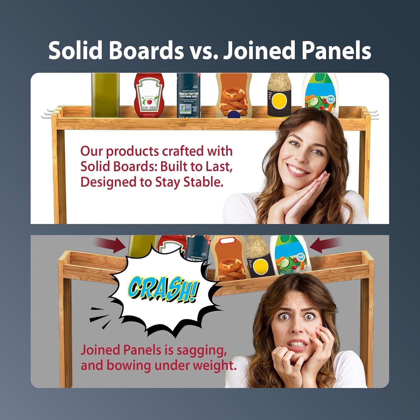 IIIOIIIA Bamboo Over The Stove Spice Shelf for Kitchen Storage, 31.5" Kitchen Spice Rack Organizer Stove Top Shelf with 6 Hooks, 11.4" Height Extra Storage Countertop, Easy to Assemble