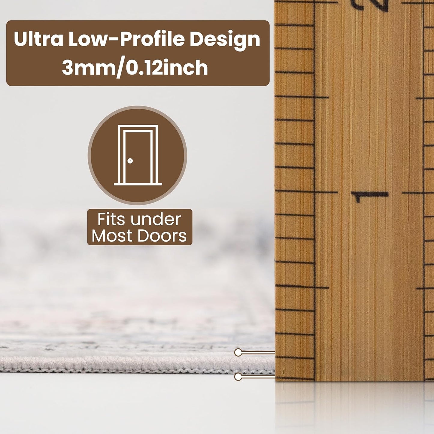 Washable Runner Rug 2.5x8 | Non Slip Rug Runners for Hallways, Entryways, Kitchens, Bathrooms, Bedrooms | Ultra-Soft Flannel Carpet Runners with Rubber Backing (Beige Blue, 2.5x8)