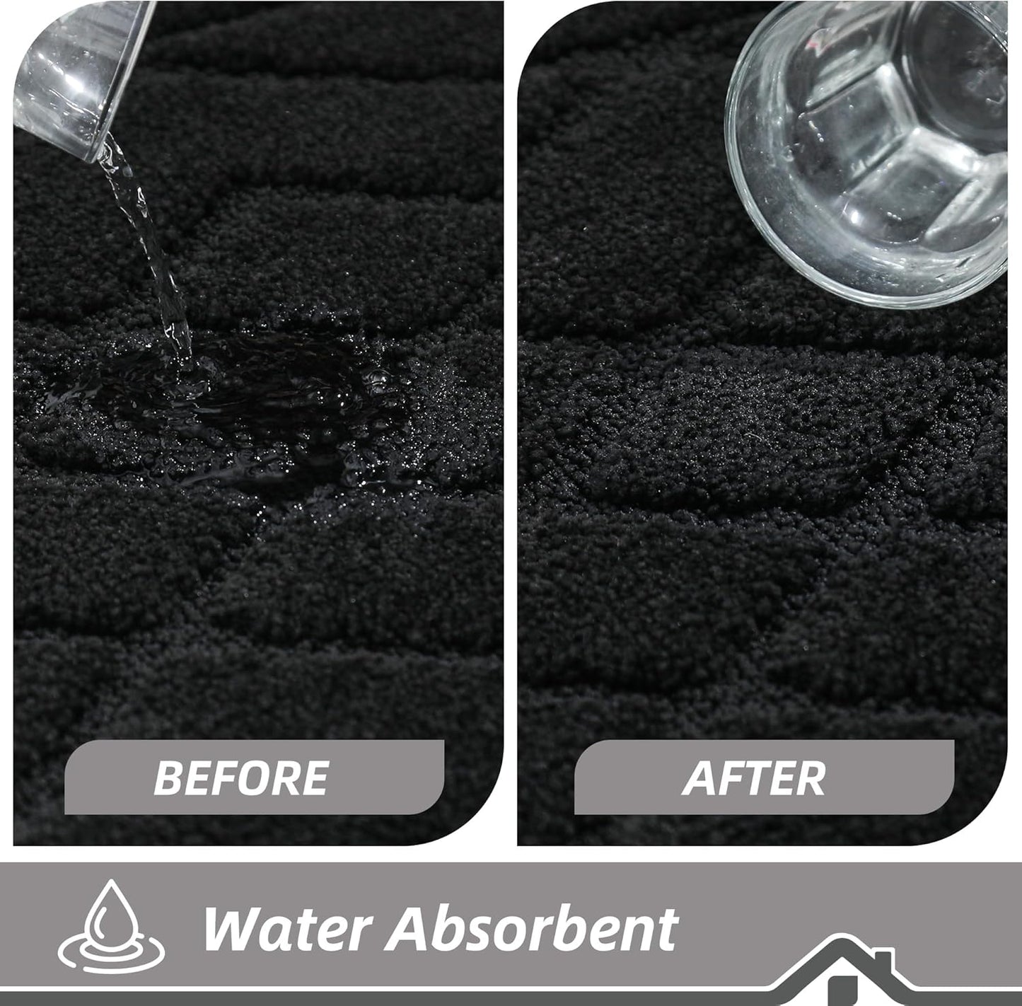 BEQHAUSE Kitchen Runner Rug 20”x59” Washable Non Slip Kitchen Mats for Floor Absorbent Soft Kitchen Rugs for Floor,Sink,Hallway,Laundry,Black