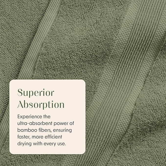 Springtree Home Luxury Viscose from Bamboo Bath Towel Set of 4 | 35% Viscose from Bamboo - 65% Cotton | Absorbent Quick-Dry Towels for Bathroom | Oeko-TEX Standard 100 Cotton | Lily Pad Green