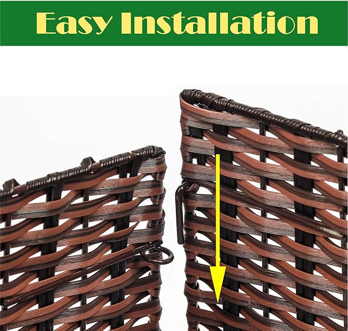 SUNNYPARK Christmas Tree Collar, Handmade Artificial Rattan Wicker Christmas Stand Tree Collar Basket Base Cover for Holiday Decoration-Square Brown