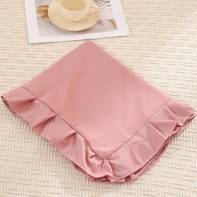 Pink Mocha Pillowcases King Pillowcases Ruffled Pillow Shams Set of 2 Cute Pillowcases Solid Ruffled Fringe Design Pink Shabby Chic Pillowcases 2 Pack (King (20''x36''), Pink Mocha)