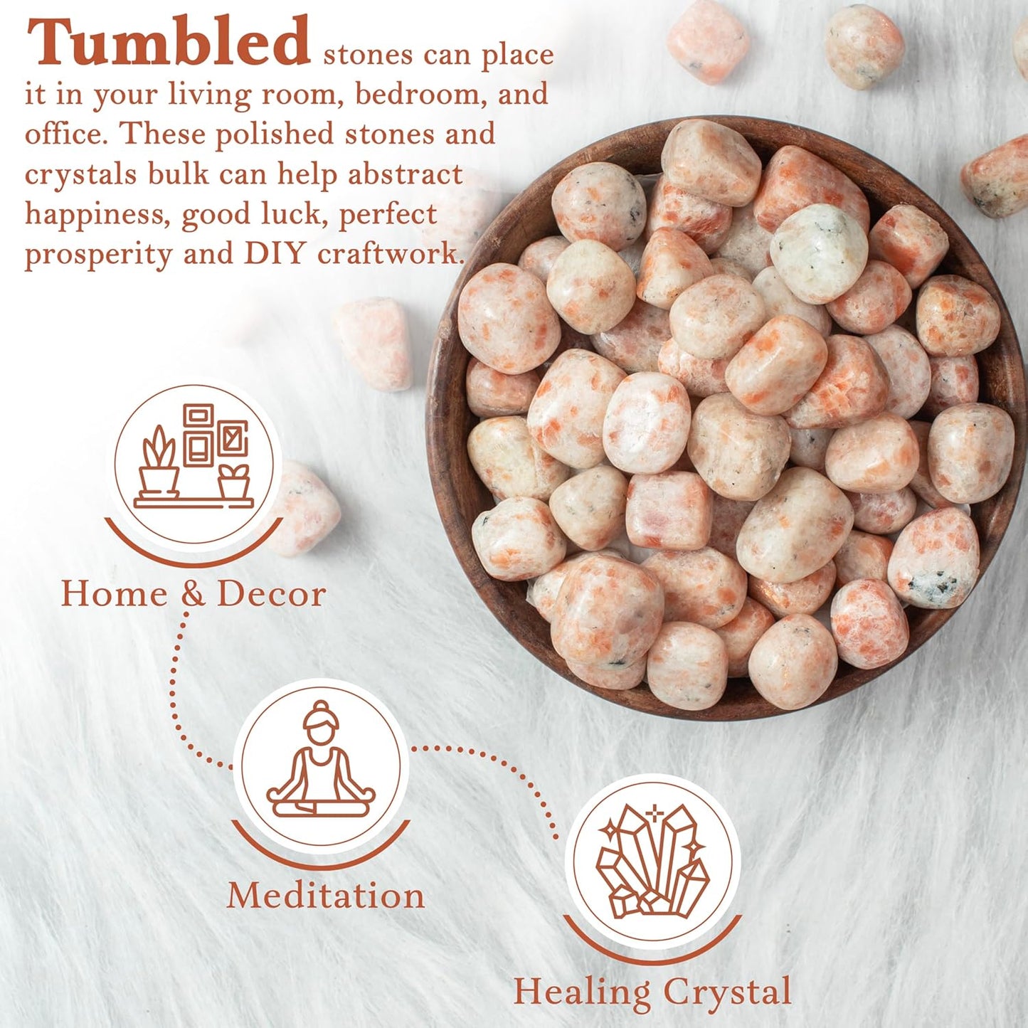 Crocon (2200+ Carats) Sunstone Tumbled Stones and Crystals bulk Natural Crystal Kit for Reiki Healing Crystal Polished, Tumble Stones, Chakra Balancing, Reiki Gift, Home Decor Size : 20-25 mm