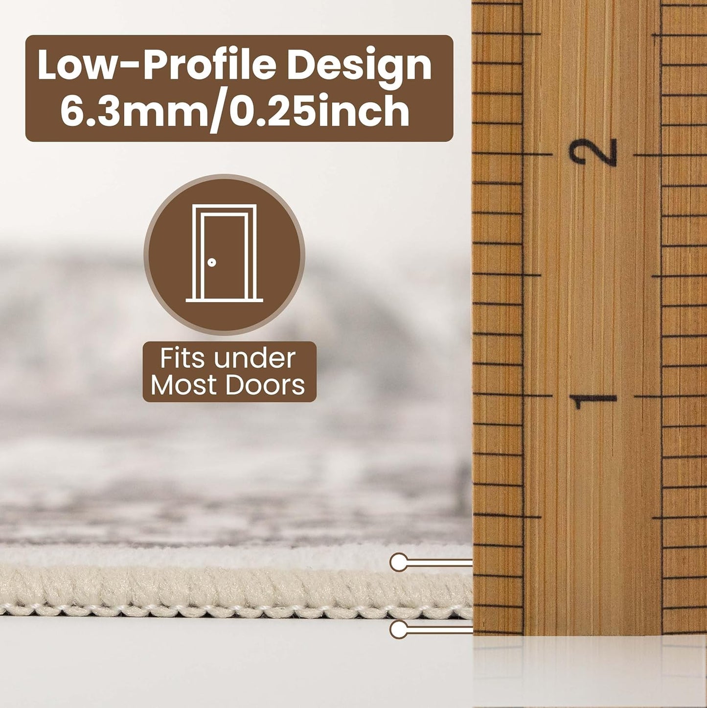 Washable Area Rug 4x6 | Non Slip Area Rug for Living Room, Bedrooms, Dining Room | Ultra-Soft Flannel Carpet Area with Rubber Backing (Brown, 4x6)