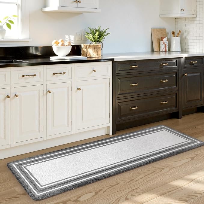 KIMODE Kitchen Mats for Floor Cushioned Anti Fatigue, Farmhouse Kitchen Runner Rug, Non Slip Kitchen Floor Mat, Comfort Padded Standing Desk Mat for Sink Laundry Office Gray 20"x71"