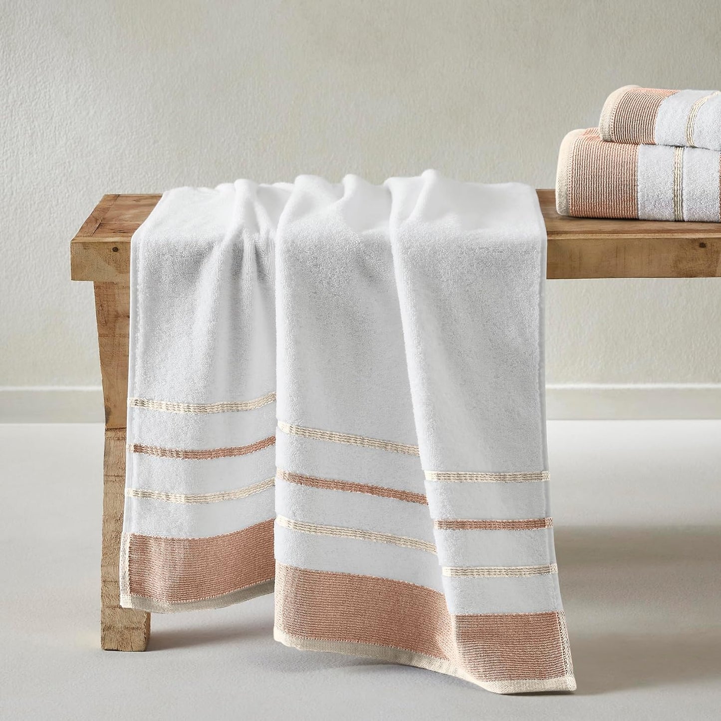 Great Bay Home Decorative Oversized Bath Sheet Set - Luxury Cotton 2 Pack 68x35 Extra Large Towels - Luxurious, Ultra-Soft, Durable Towels for Bathroom Decor (Dusty Rose/Cappuccino)