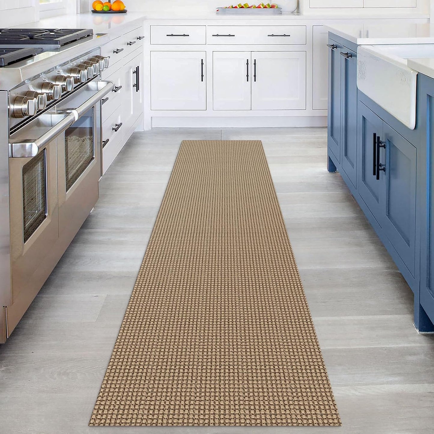 KOZYFLY Boho Runners for Hallways 2x8 ft Washable Kitchen Runner Non Slip Rubber Backed Hall Runners Cotton Entryway Runner Rugs Floor Carpet for Indoor Backdoor Bedroom Kitchen, Tan/Orange/Brown
