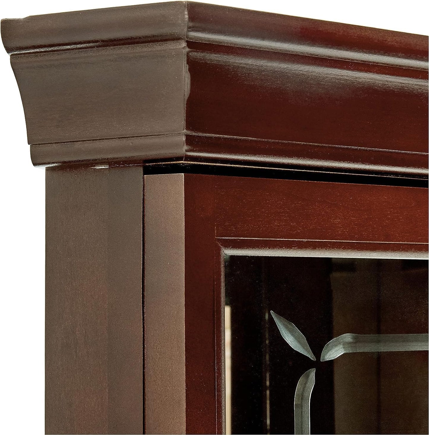 Howard Miller Brown Corner Curio Cabinet, Lockable Storage Cabinets Adjustable Glass Shelves with Floor Mount, Wood Finish Perfect for Collectibles, Living Room & Office & Home Decor