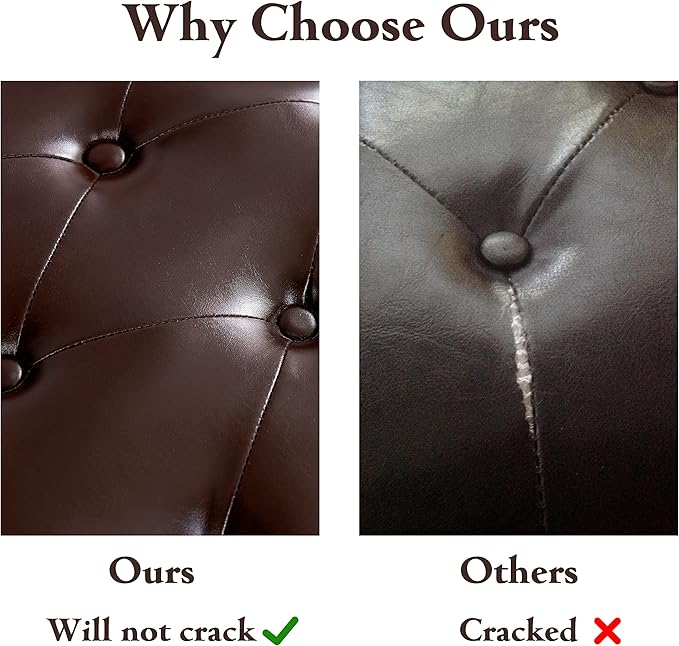 HUIMO Button-Tufted Bench for End of Bed, Entryway Bench with Upholstered Linen Fabric, Ottoman Bench for Living Room,Dining Bench for Kitchen(Brown)