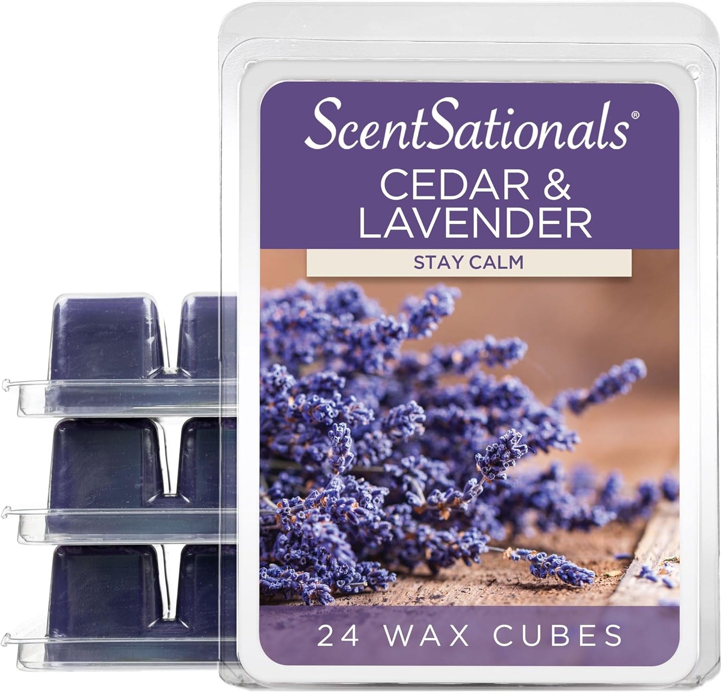 Scentsationals Wax Melts, Wax Cubes Strong Scent - Cedar and Lavender - Long Lasting Scented for Warmer, 10oz (24-Cubes)