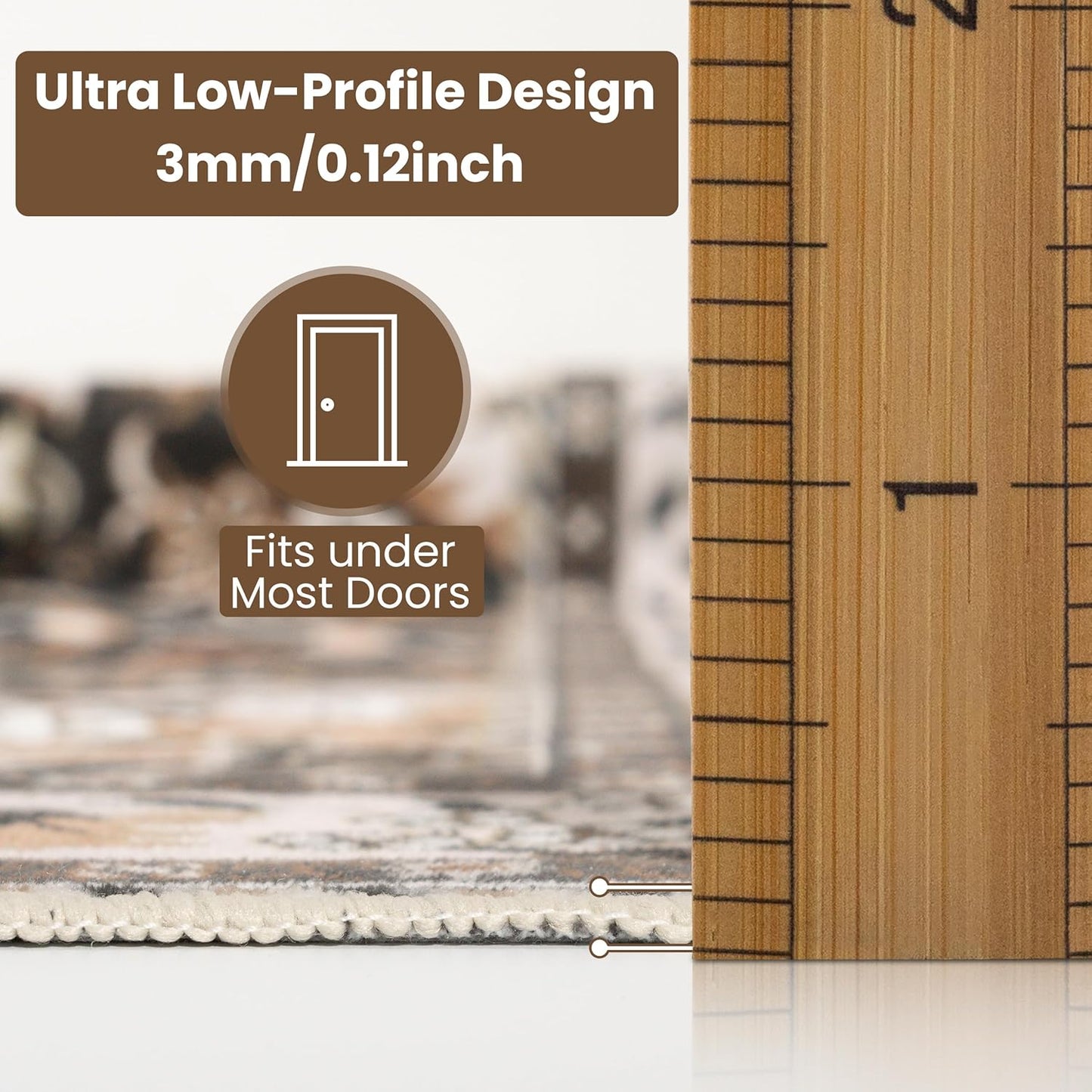 Washable Runner Rug 2x6 | Non Slip Rug Runners for Hallways, Entryways, Kitchens, Bathrooms, Bedrooms | Ultra-Soft Flannel Carpet Runners with Rubber Backing (Cream Black Brown, 2x6)