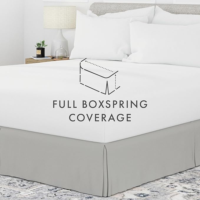 Linen Market Bed Skirt - Ultra Soft Microfiber - Easy Fit Hotel Quality, Shrinkage & Fade Resistant - Bed Cover - Queen Bed Set - Bedroom Décor with 14 Inch Tailored Drop - (Light Gray)