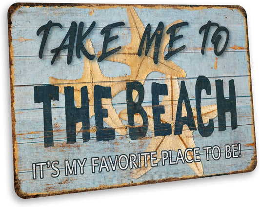 Take Me To The Beach Sign Beach Decor Ocean Decorations Nautical Signs Seashell Home Wall Gifts 8x12 208122001045