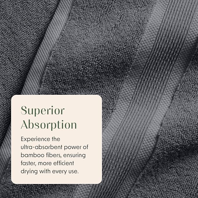 Springtree Home Luxury Viscose from Bamboo Bath Towel Set of 4 | 35% Viscose from Bamboo - 65% Cotton | Absorbent Quick-Dry Towels for Bathroom | Oeko-TEX Standard 100 Cotton | Iron Grey