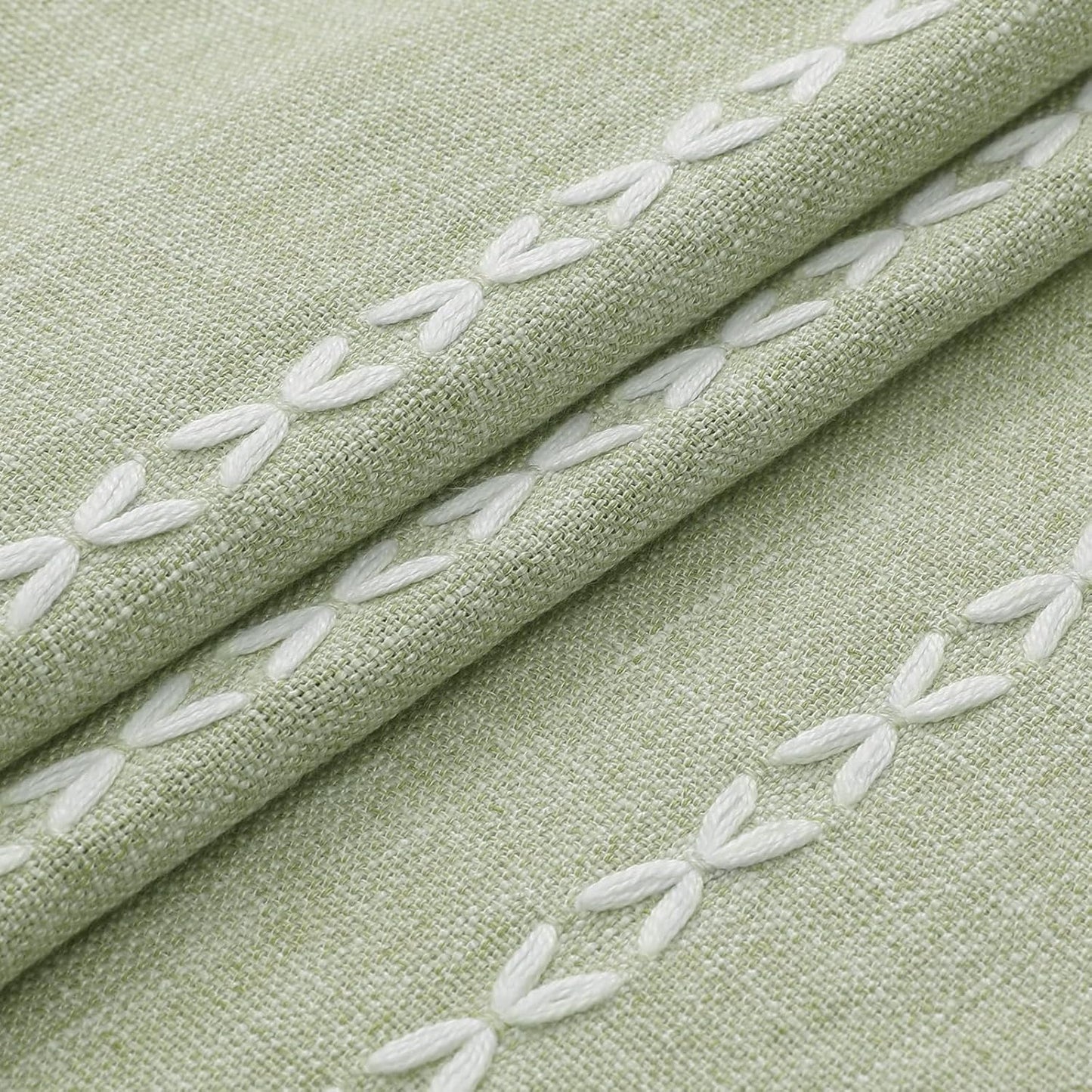 MitoVilla Boho Small Stall Fabric Shower Curtain 36 x 72, Sage Green Half Size Narrow Polyester Linen Tassel Cloth Shower Curtains for Chic Modern Farmhouse Country Bathroom Decor