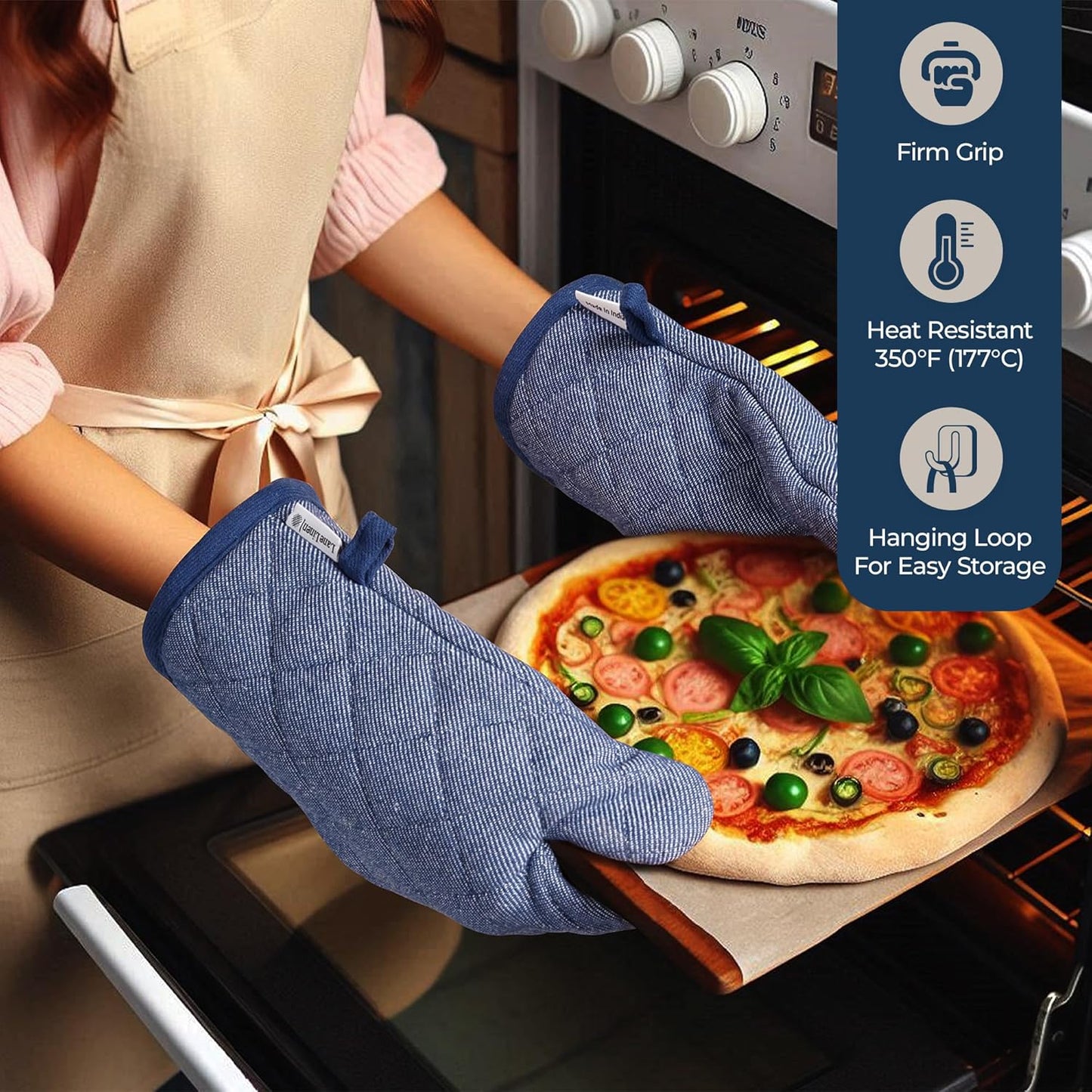 LANE LINEN Flour Sack Dish Towels Set - 20 Pc Kitchen Towel Set with Pot Holders and Oven Mitts,100% Cotton Kitchen Towels, Absorbent Dish Towels: Indigo