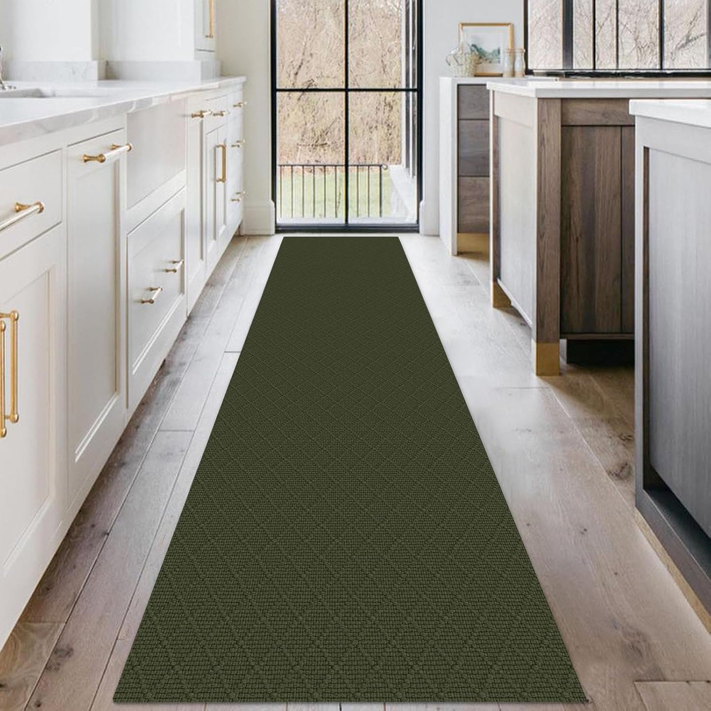 KOZYFLY Runner Rug 2x10 Ft Washable Runners for Hallways Non Slip Rubber Backed Kitchen Runners, Braided Cotton Entryway Runner Indoor, Floor Carpet for Hallway Kitchen Entryway, Dark Green