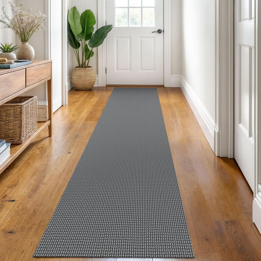 KOZYFLY Runners for Hallways 2x8 ft Washable Kitchen Runner Non Slip Rubber Backed Hall Runners Cotton Entryway Runner Rugs Floor Carpet for Indoor Backdoor Bedroom Kitchen, Grey/Dark Grey
