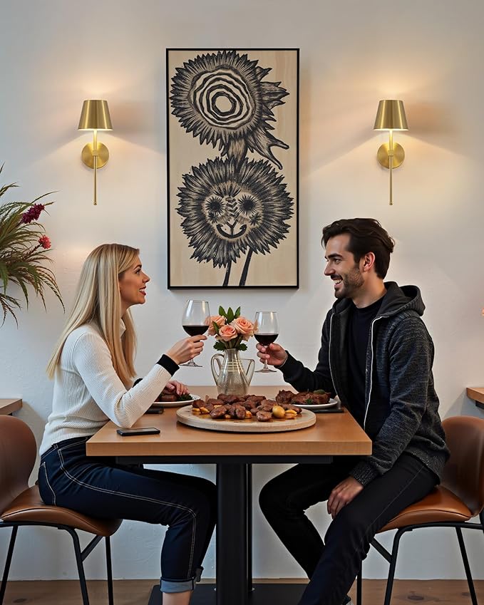 KDG Cordless Wall Sconces Set of 2, Wireless 5200mAh Rechargeable Battery LED Wall Lamps, Wall Lightings for Wall Painting, Outdoor, Garden, Living Room, Bedside, Hallway, Gifts, Night Light (Gold)